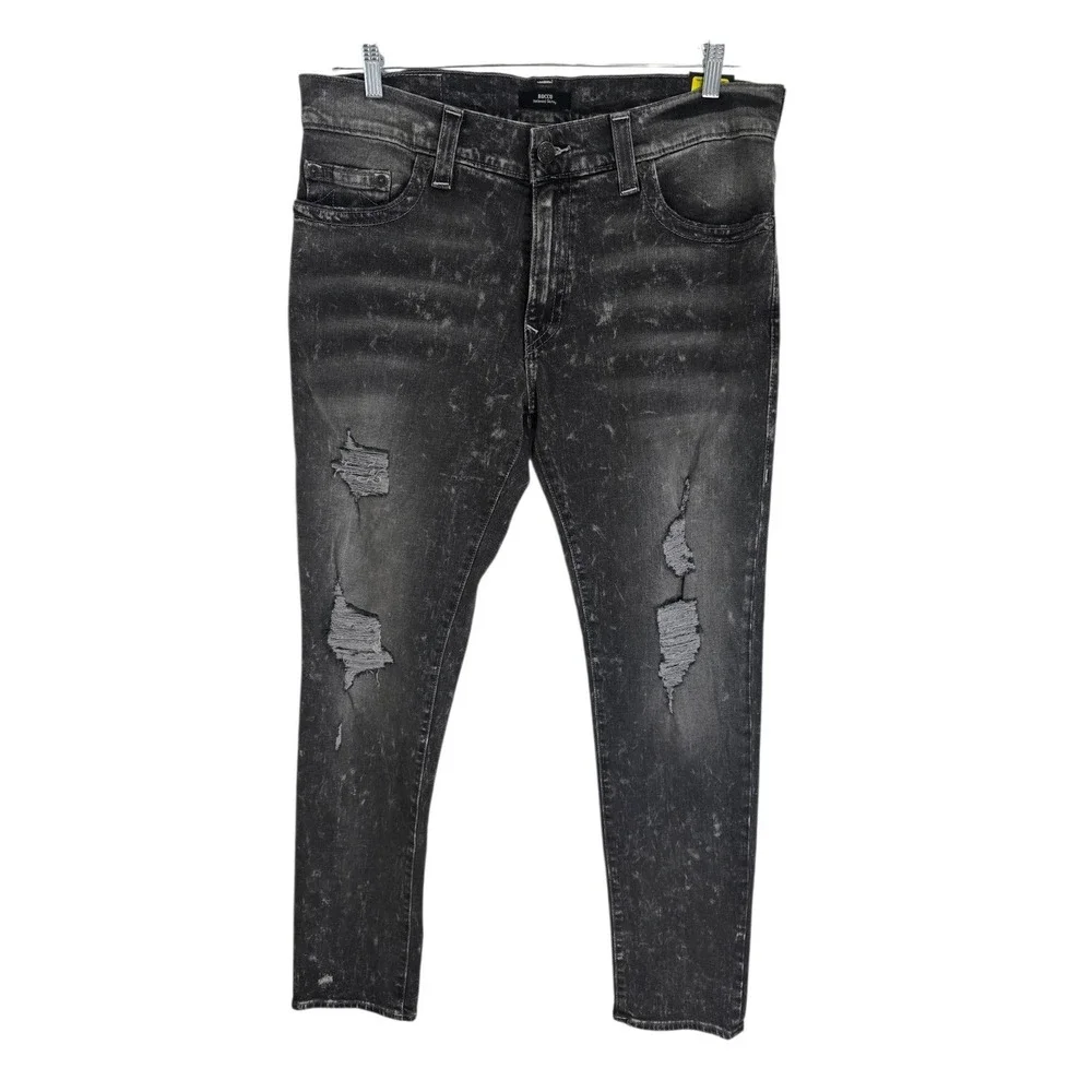 True Religion Rocco Relaxed Skinny‎ Grey Acid Wash Jeans Mens 36 106032 HXER